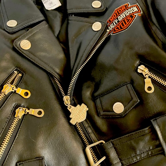 harley-davidson leather motorcycle jacket kids size 5 punk rock festival medium - Picture 6 of 8